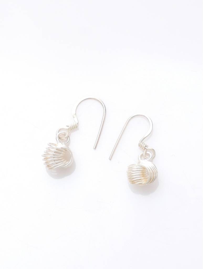 925 Sterling Silver Ball Drop Earrings For Women | Handmade Wire Sphere Dangle Hook Earrings For Girls : FU-1225