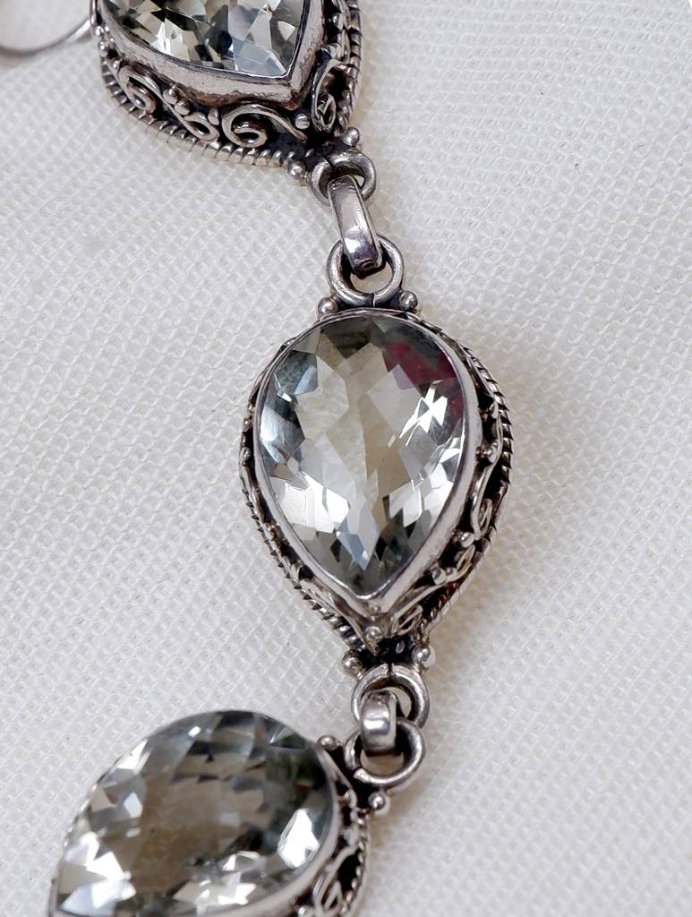 925 Sterling Silver Green Amethyst Gemstone Bracelet For Women & Girls : FU-1238