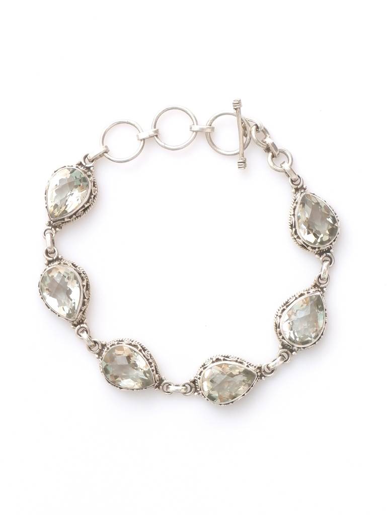 925 Sterling Silver Green Amethyst Gemstone Bracelet For Women & Girls : FU-1238