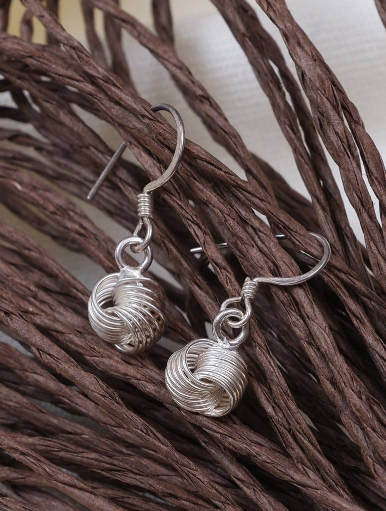 925 Sterling Silver Ball Drop Earrings For Women | Handmade Wire Sphere Dangle Hook Earrings For Girls : FU-1225