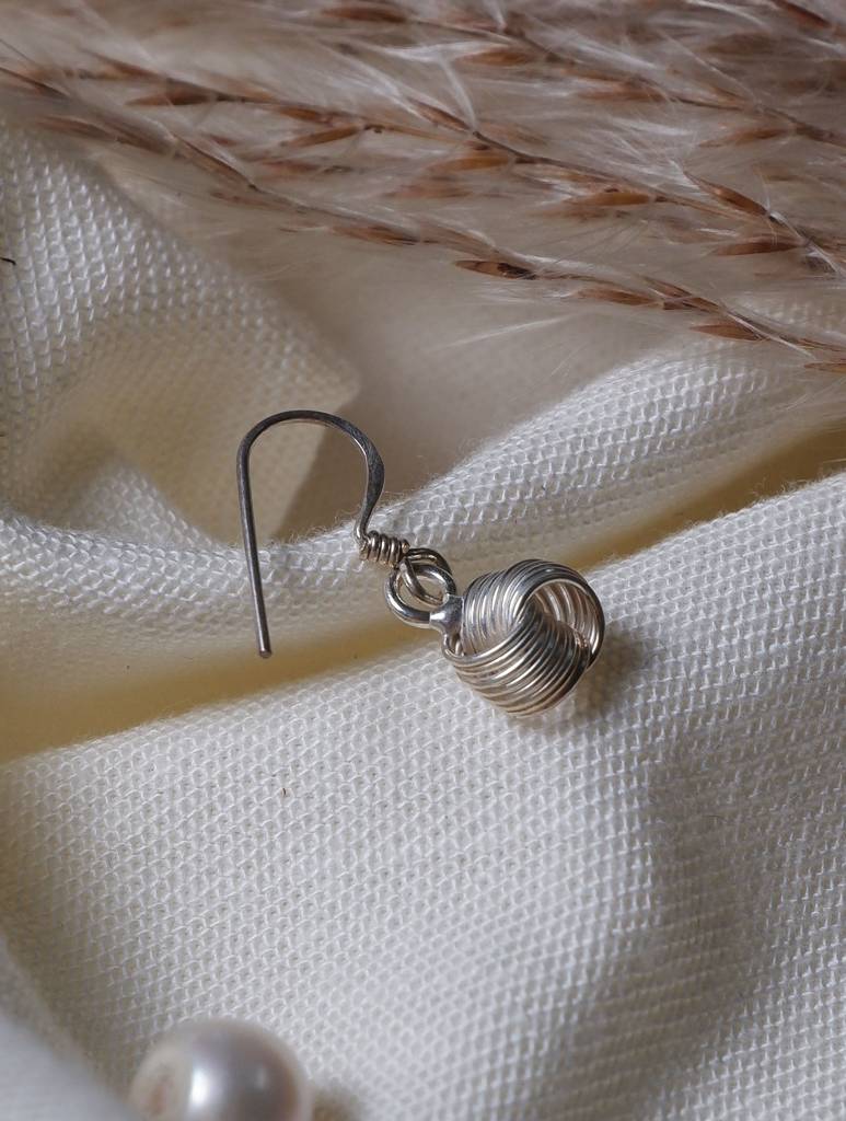 925 Sterling Silver Ball Drop Earrings For Women | Handmade Wire Sphere Dangle Hook Earrings For Girls : FU-1225