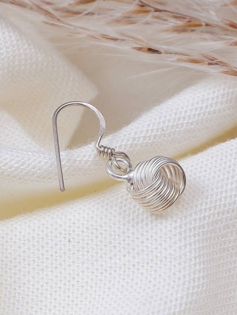 925 Sterling Silver Ball Drop Earrings For Women | Handmade Wire Sphere Dangle Hook Earrings For Girls : FU-1225