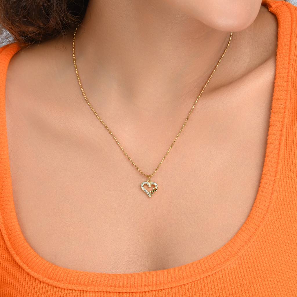 Waterproof Infinity Heartwood Necklace - Skin Safe, Symbolic Everyday Wear : 100356