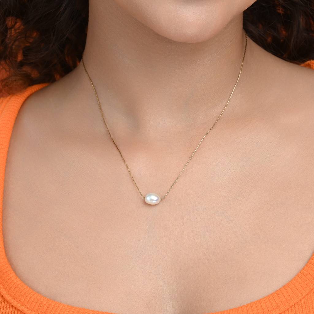 Timeless Freshwater Pearl 18K Gold Plated Pendant Necklace : 100002