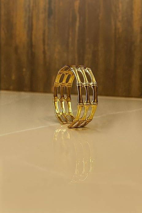Gold-Plated Chunky Link Cuff Bracelet For Women | Statement Open : AST-BRA-0033
