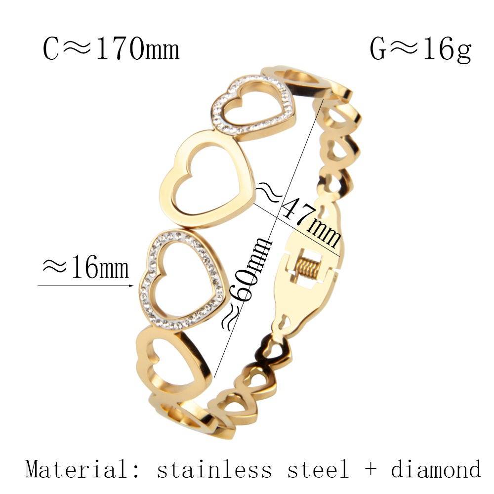 Gold-Plated Heart Link Bracelet For Women | Crystal Accent Adjustable Bracelet : AST-BRA-0035