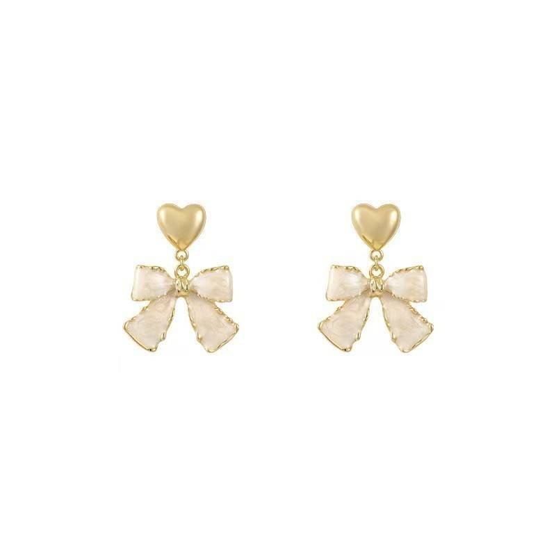 Heart & Bow Drop Earrings For Women : AST-EAR-0140