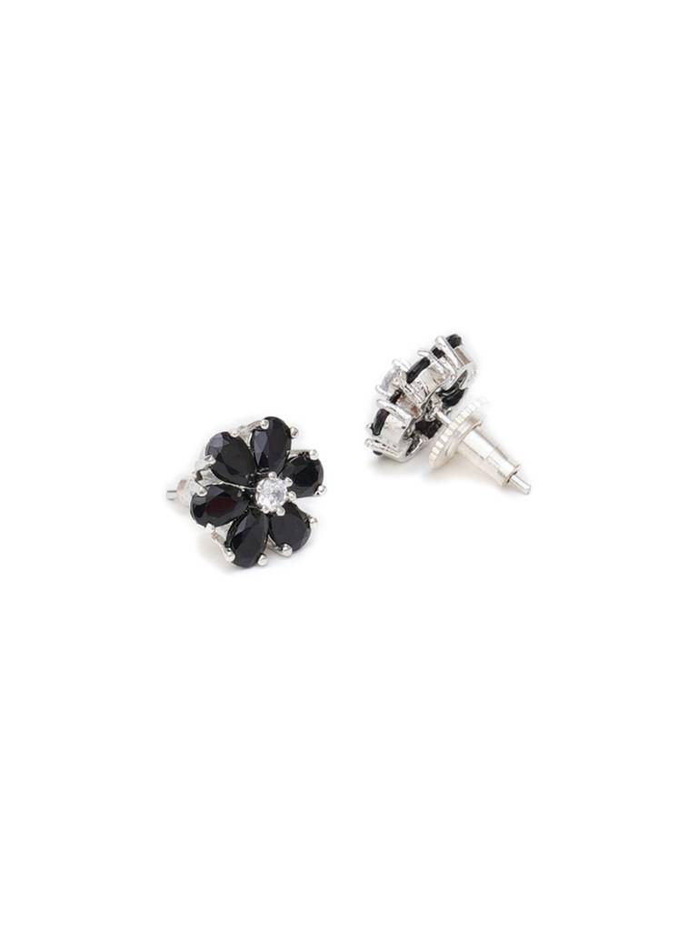 Black Flower Stone Studs : RRAUG23-65