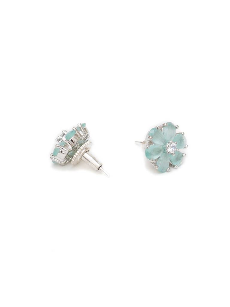 Mint Blue Flower Stone Studs : RRAUG23-60
