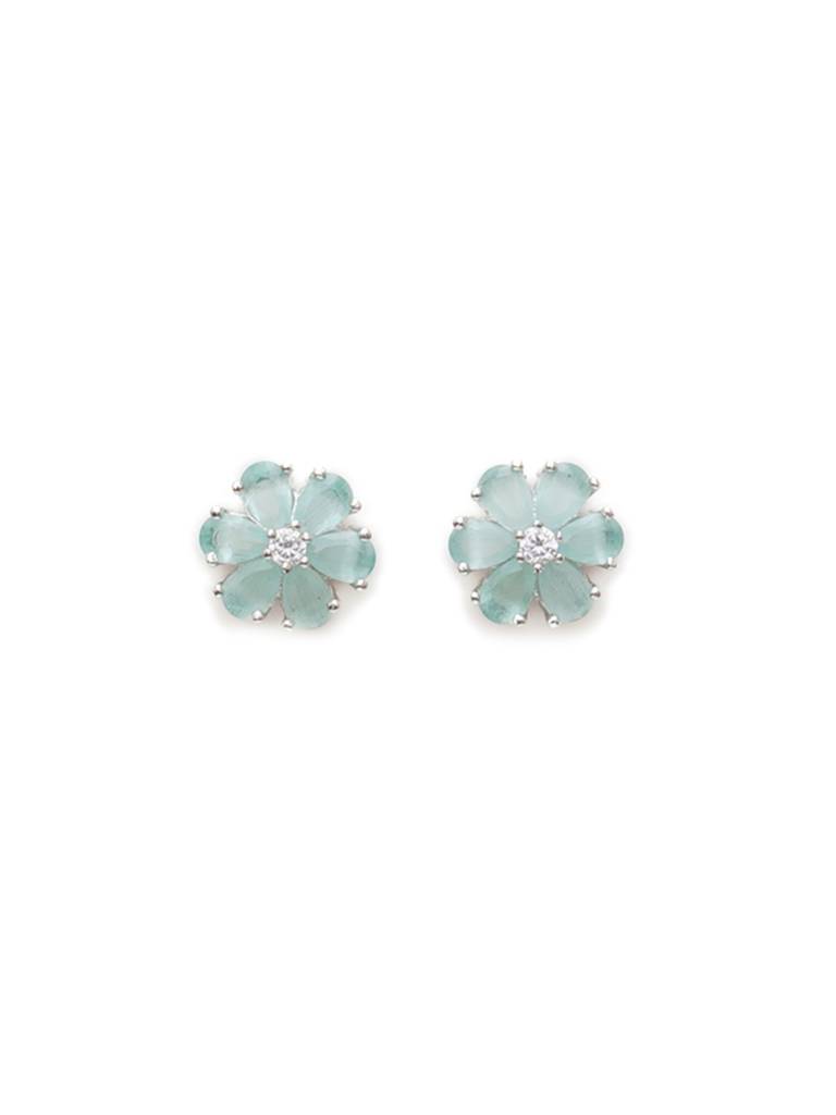 Mint Blue Flower Stone Studs : RRAUG23-60