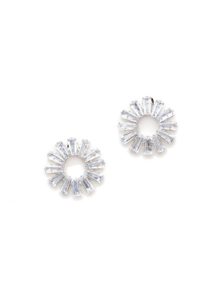 Round Silver Stone Studs : RRAUG23-41