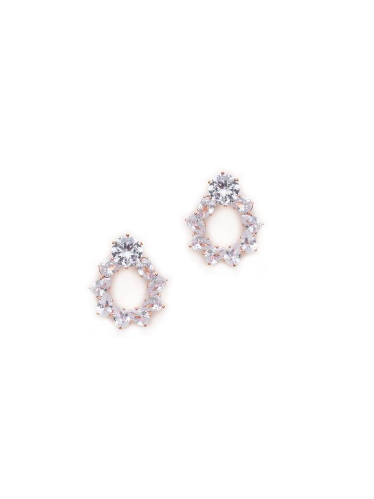 Round Stone Rose Gold Studs : RRAUG23-38