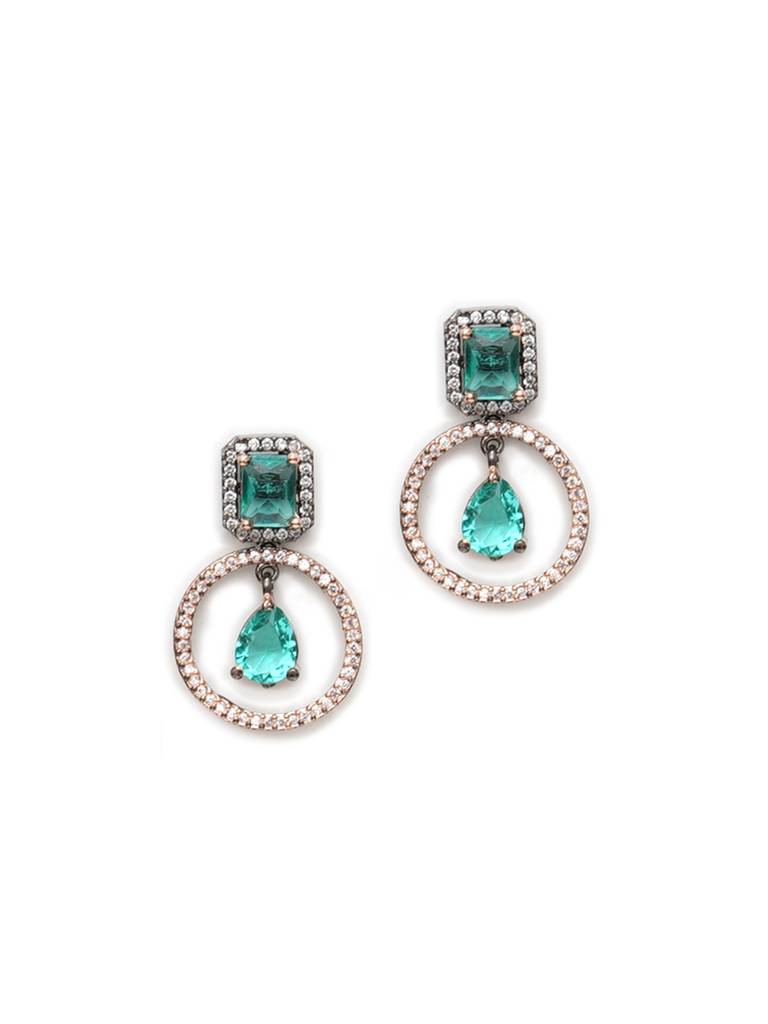 Green Stone And Rose Gold Earrings : RRAUG23-33
