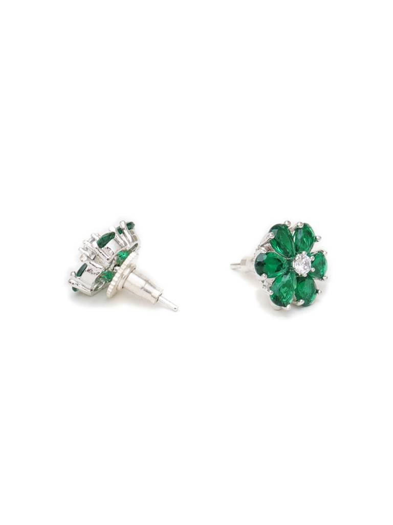 Green Flower Stone Studs : RRAUG23-58