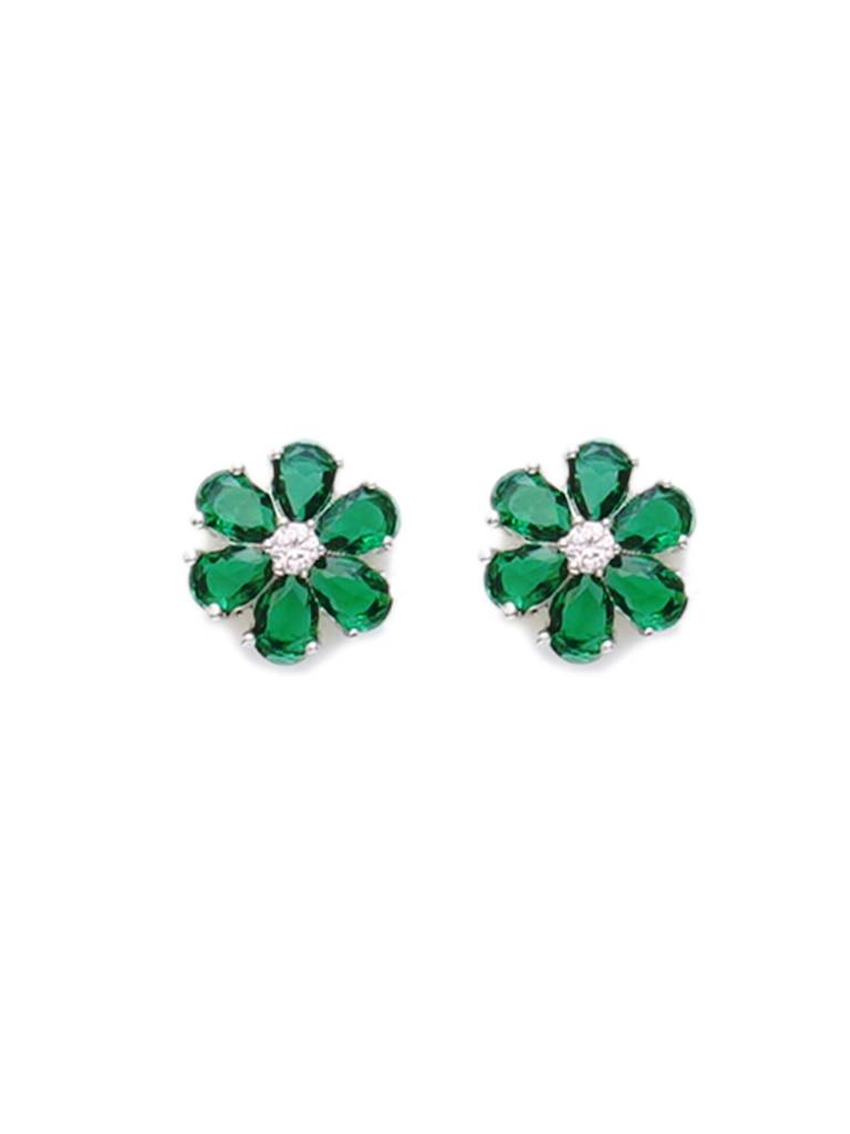 Green Flower Stone Studs : RRAUG23-58