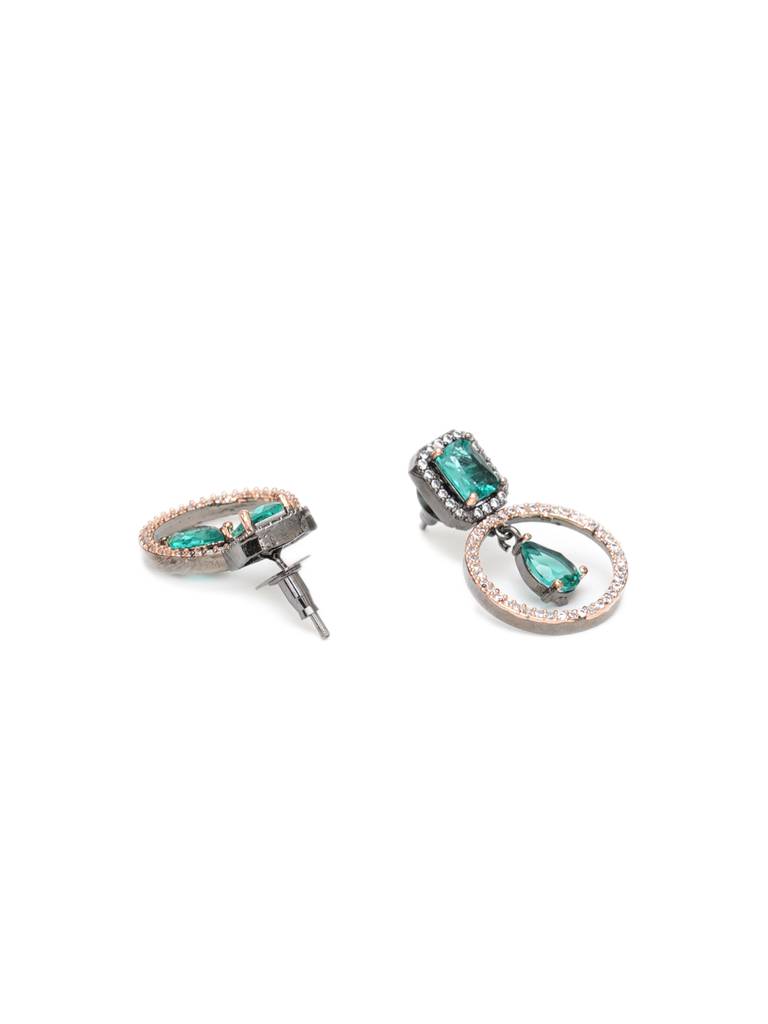 Green Stone And Rose Gold Earrings : RRAUG23-33