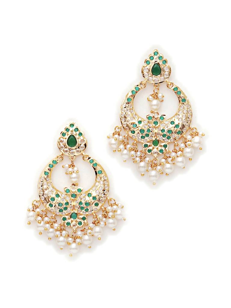 Jadau White Chand Earrings : RRAUG23-18