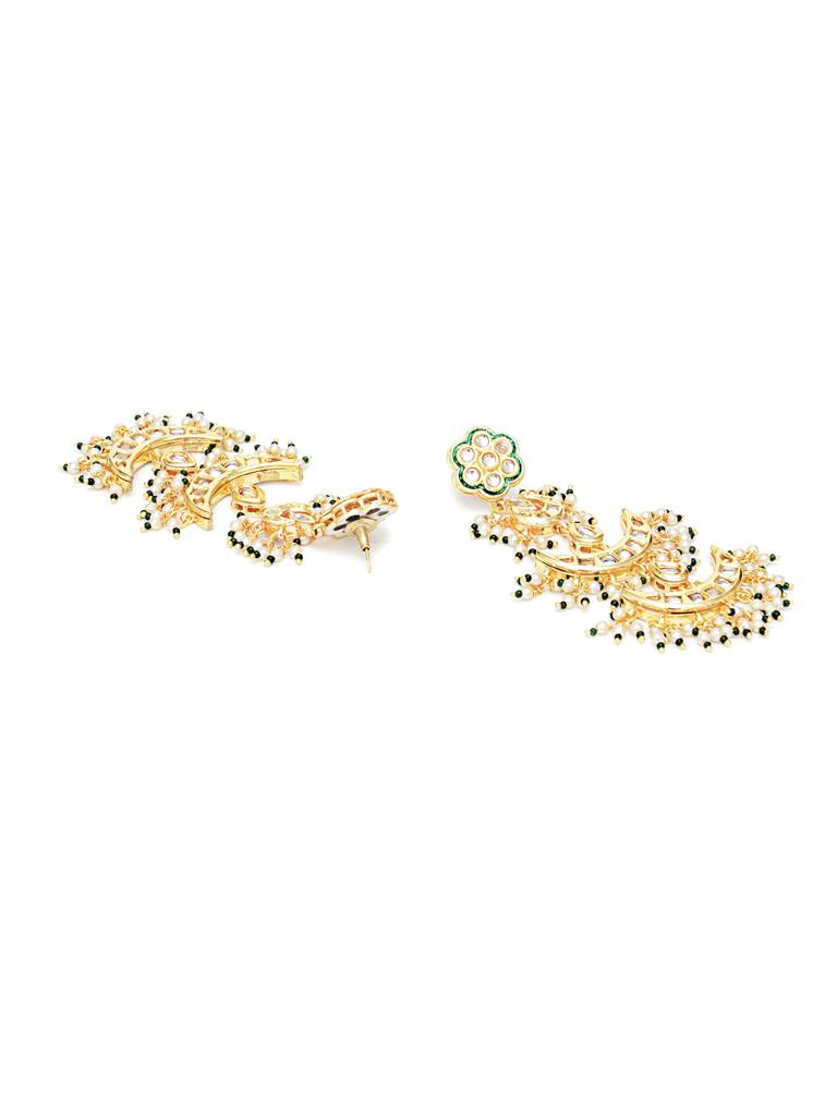 Long Falling Chand Kundan Earrings : RRAUG23-19