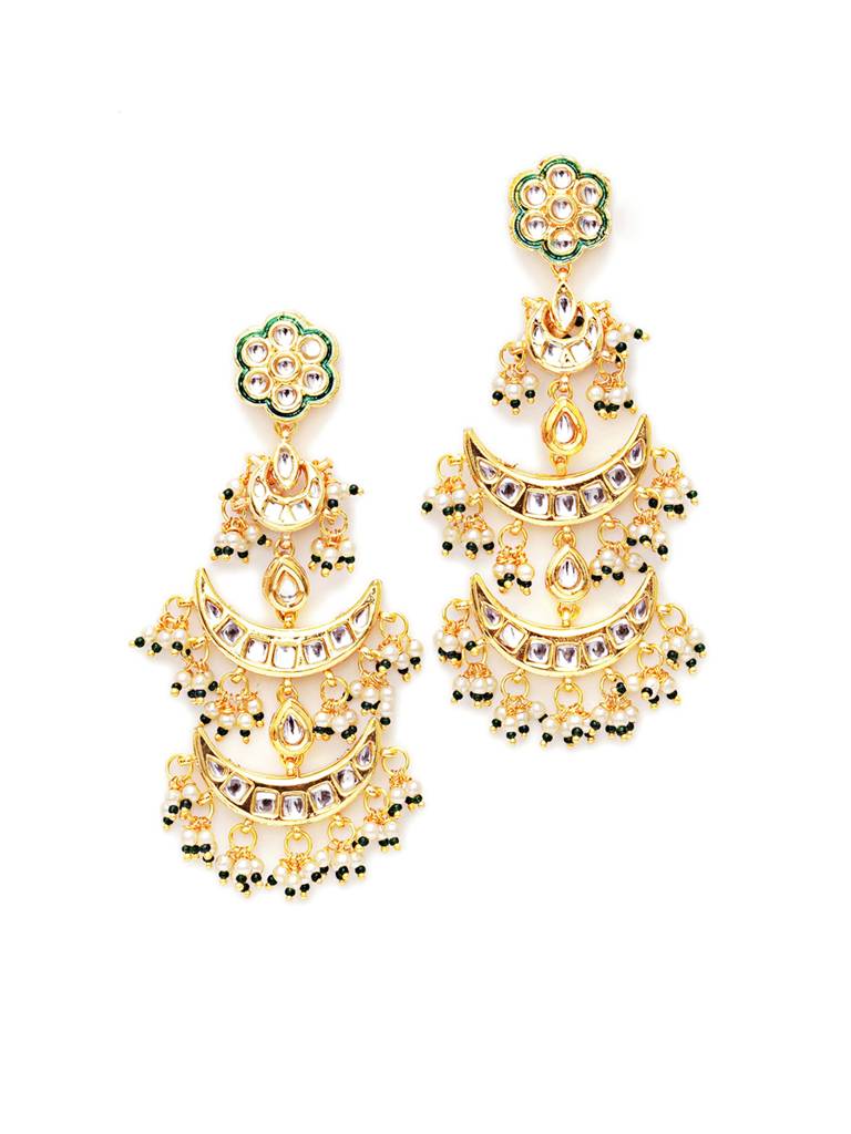 Long Falling Chand Kundan Earrings : RRAUG23-19