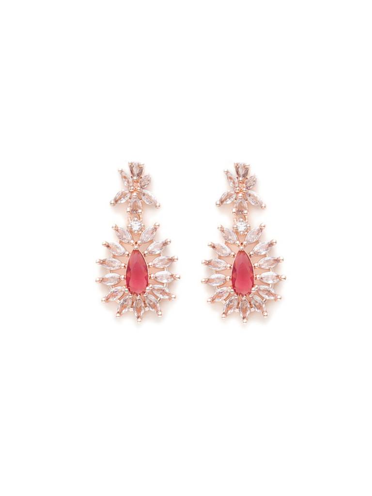 Crystal And Pink Earrings In Rose Gold : RRAUG23-30
