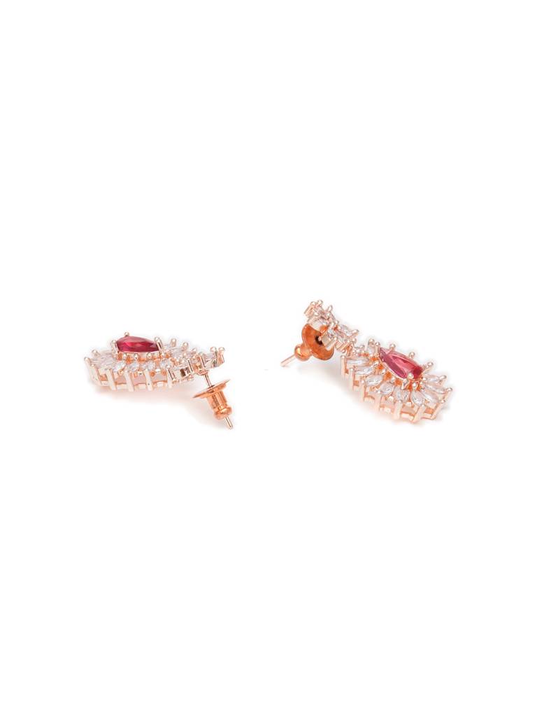 Crystal And Pink Earrings In Rose Gold : RRAUG23-30