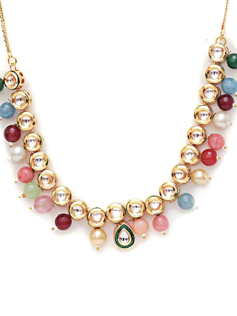Multi Stone Round Kundan Necklace : RRAUG23-72
