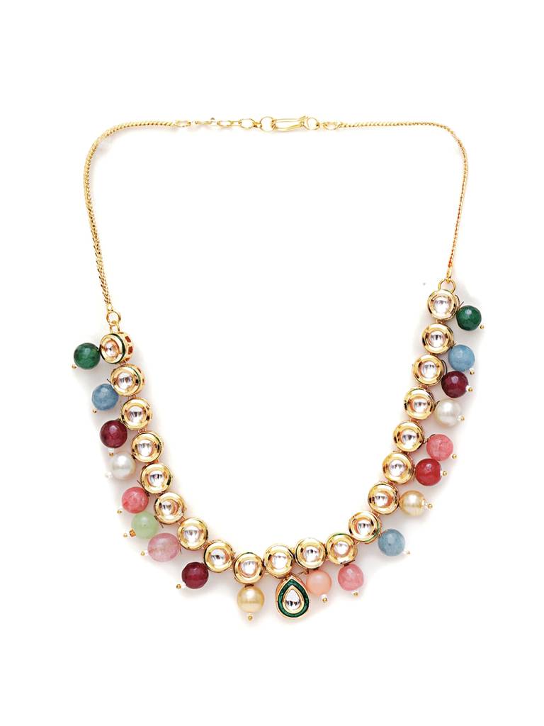 Multi Stone Round Kundan Necklace : RRAUG23-72