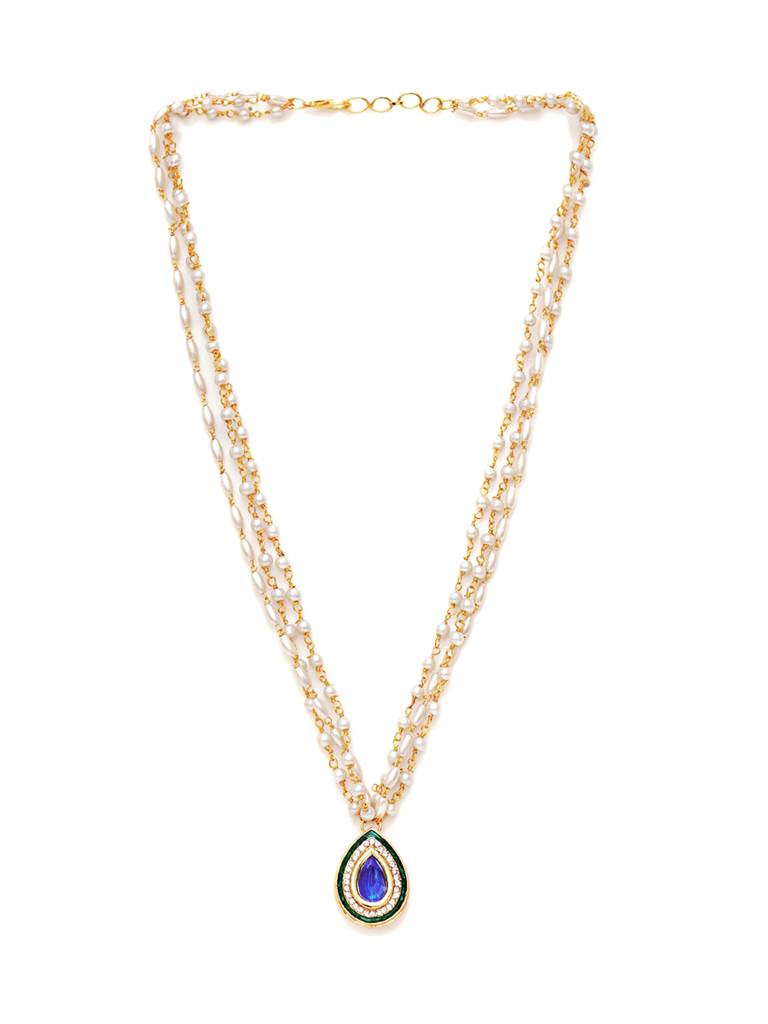 Kundan Pendant In Pearl Layered Necklace : RRAUG23-71