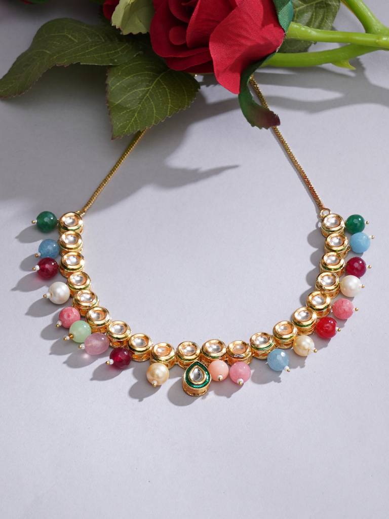 Multi Stone Round Kundan Necklace : RRAUG23-72