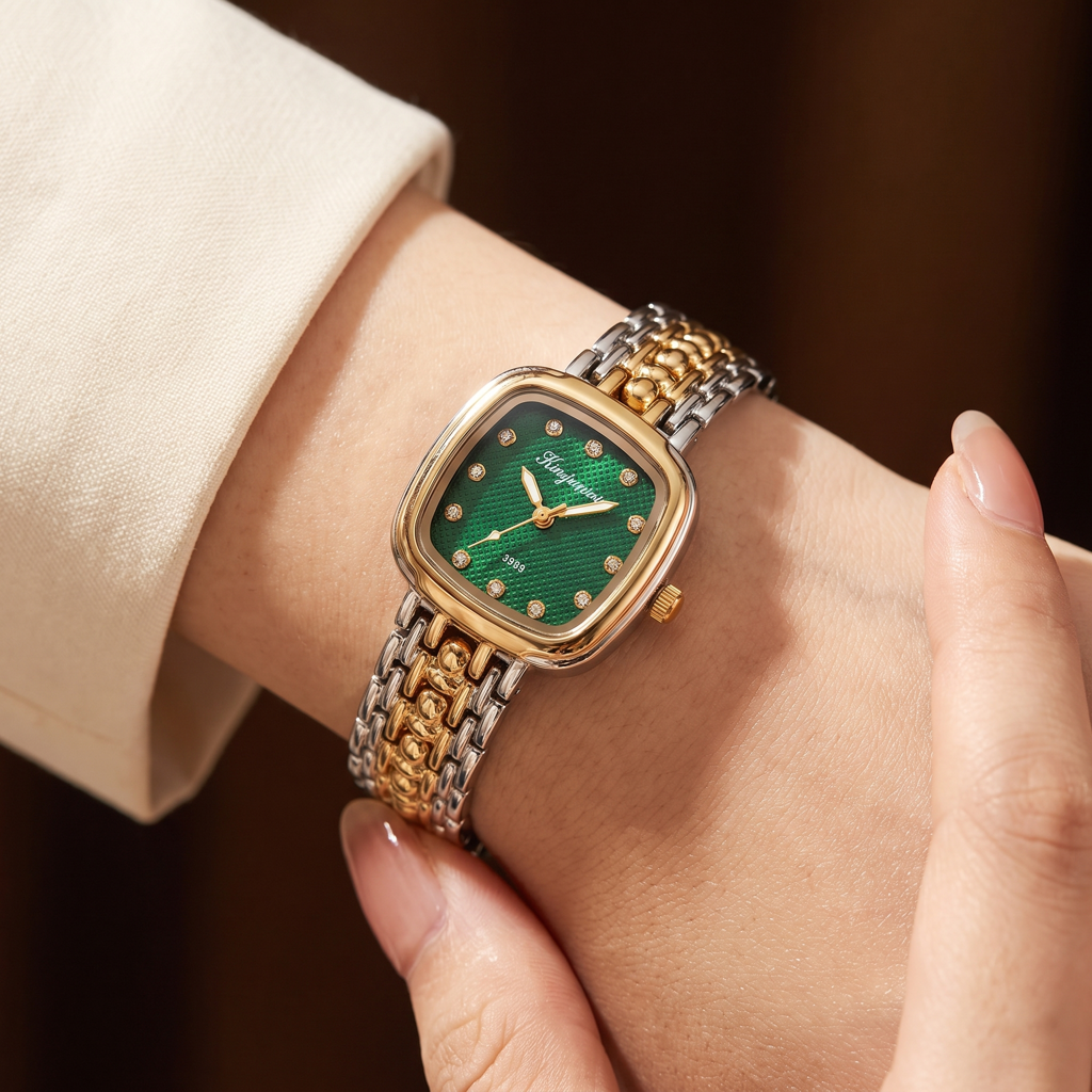 dress watch green dial AVELUNE Lingioluan Nova Two-Tone Green-Dial Crystal · Eternz Tunic