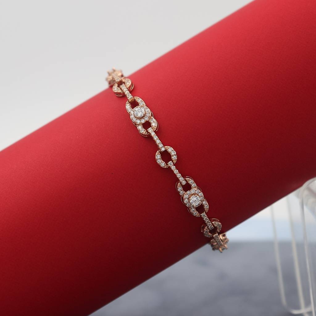 Chained Diamond Silver Bracelet : B018-75
