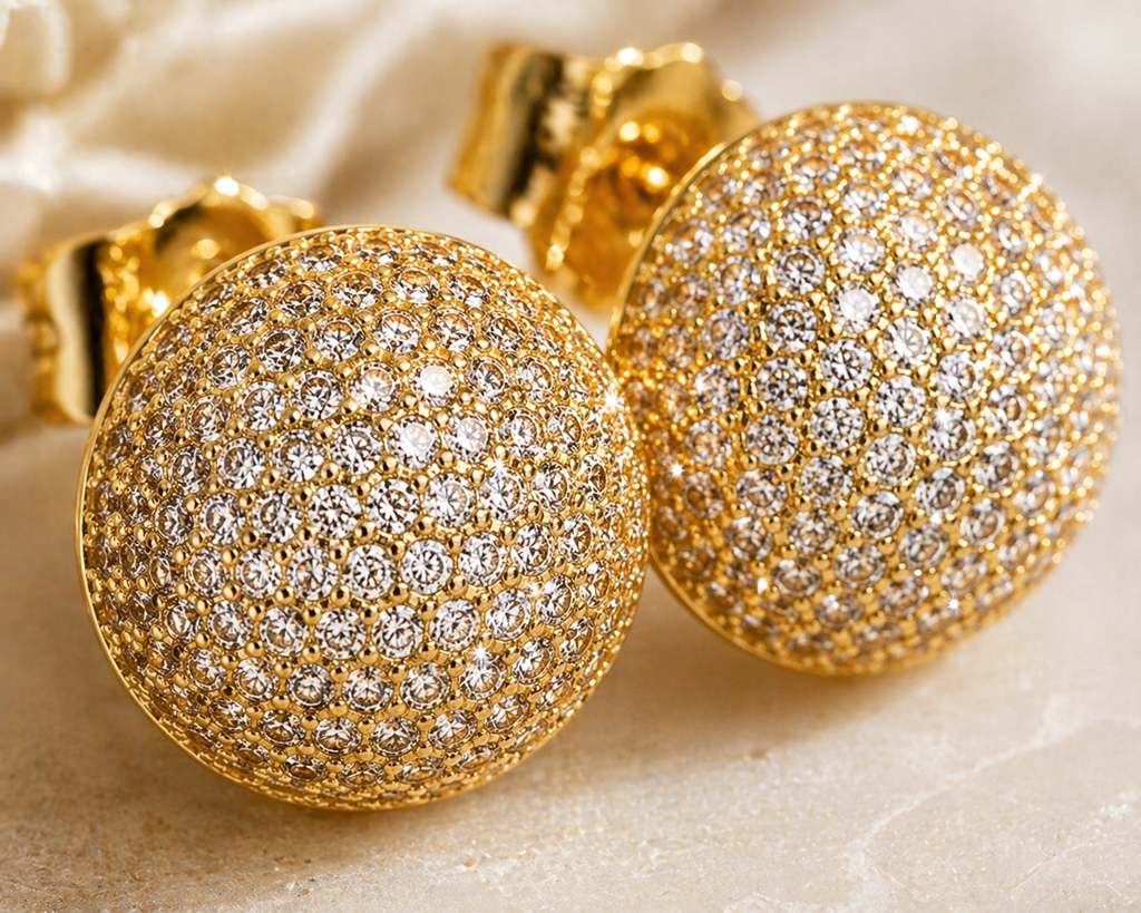 Radiant Pave Dome Earrings : Le247