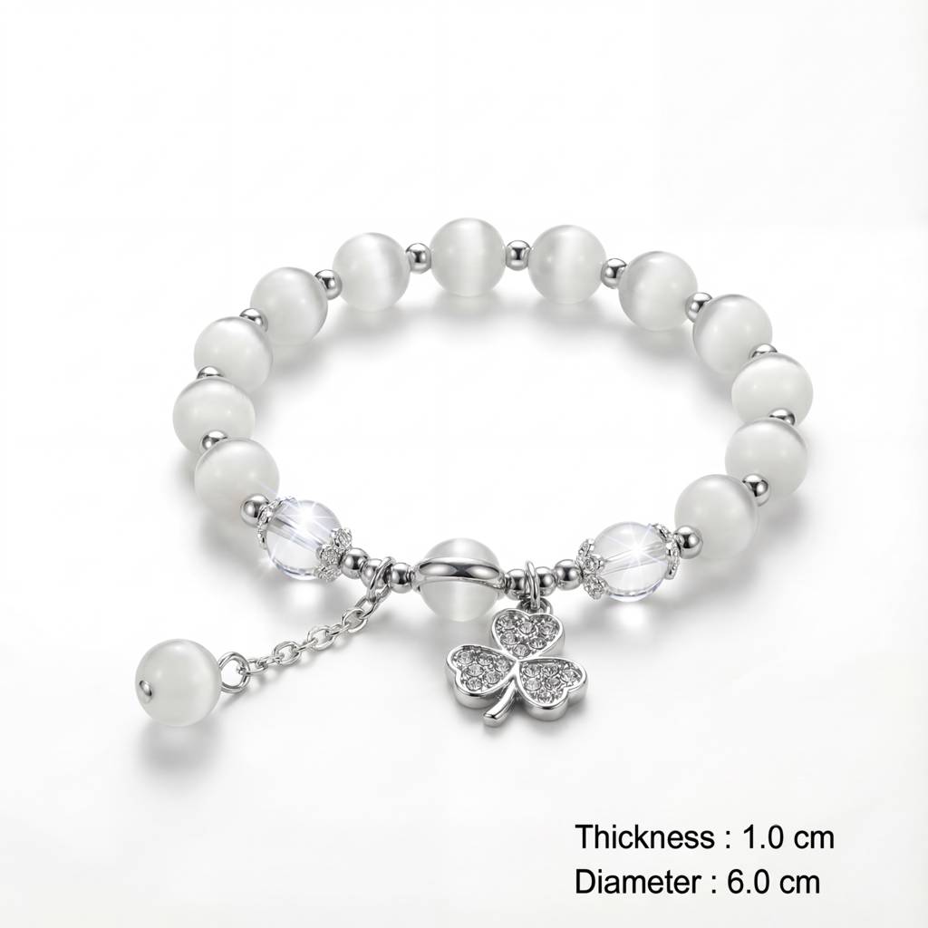Korean Pavé Clover Charm Bracelet : YUFSBR216