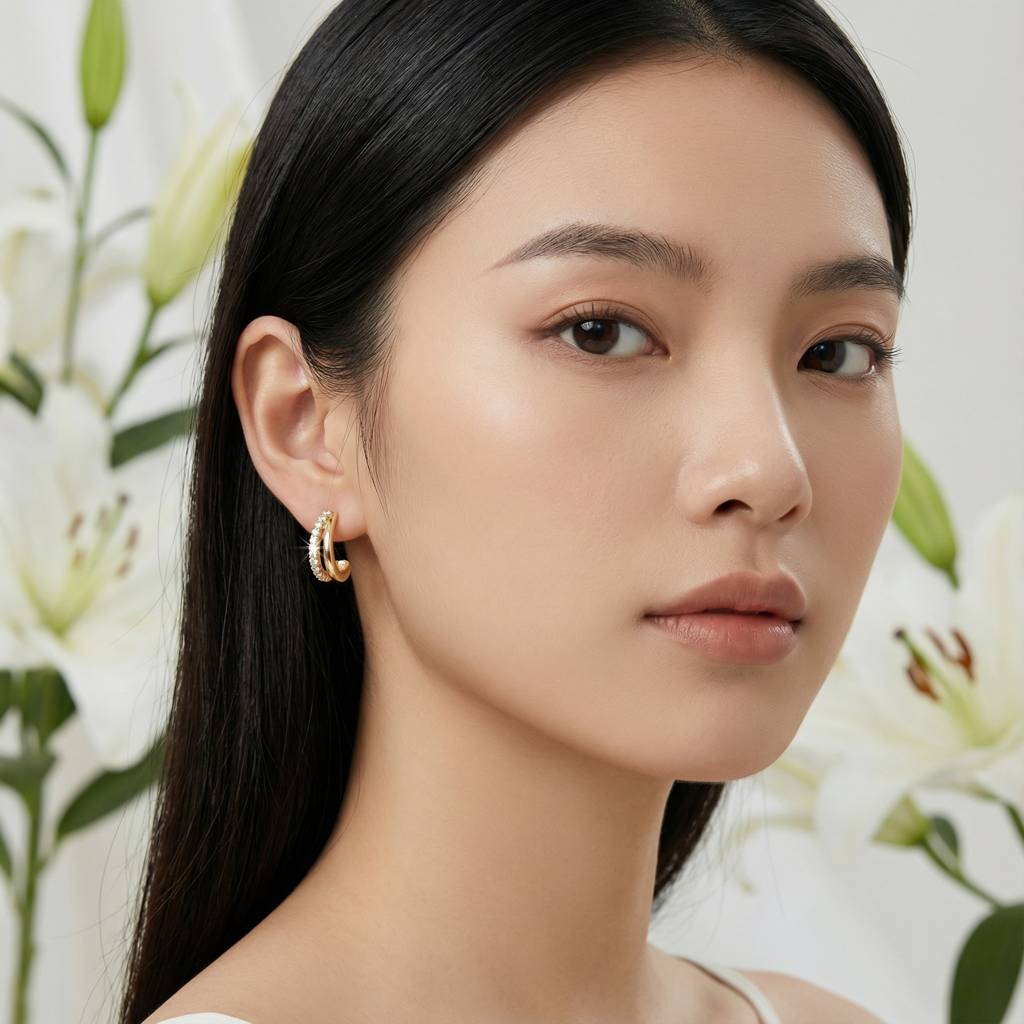 Korean Dual-Tone Pave Split Hoops : YUFSER212