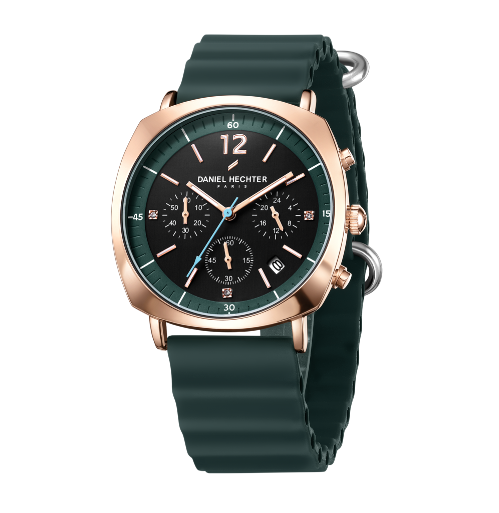 Daniel Hechter Paris Cluny Collection Multifunction Watch For Men With Round Dial, Date Display And Wavy Pattern  : DHM1019-03