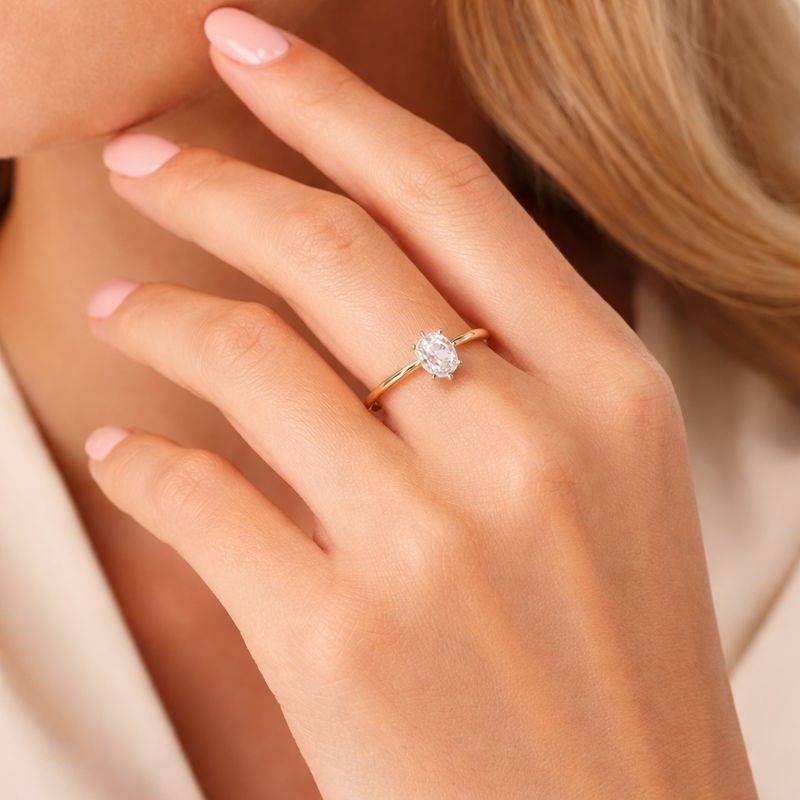 Brilliant Radiant Solitaire Ring - Skin Safe, Elegant Party/Occasion Wear : 1005071