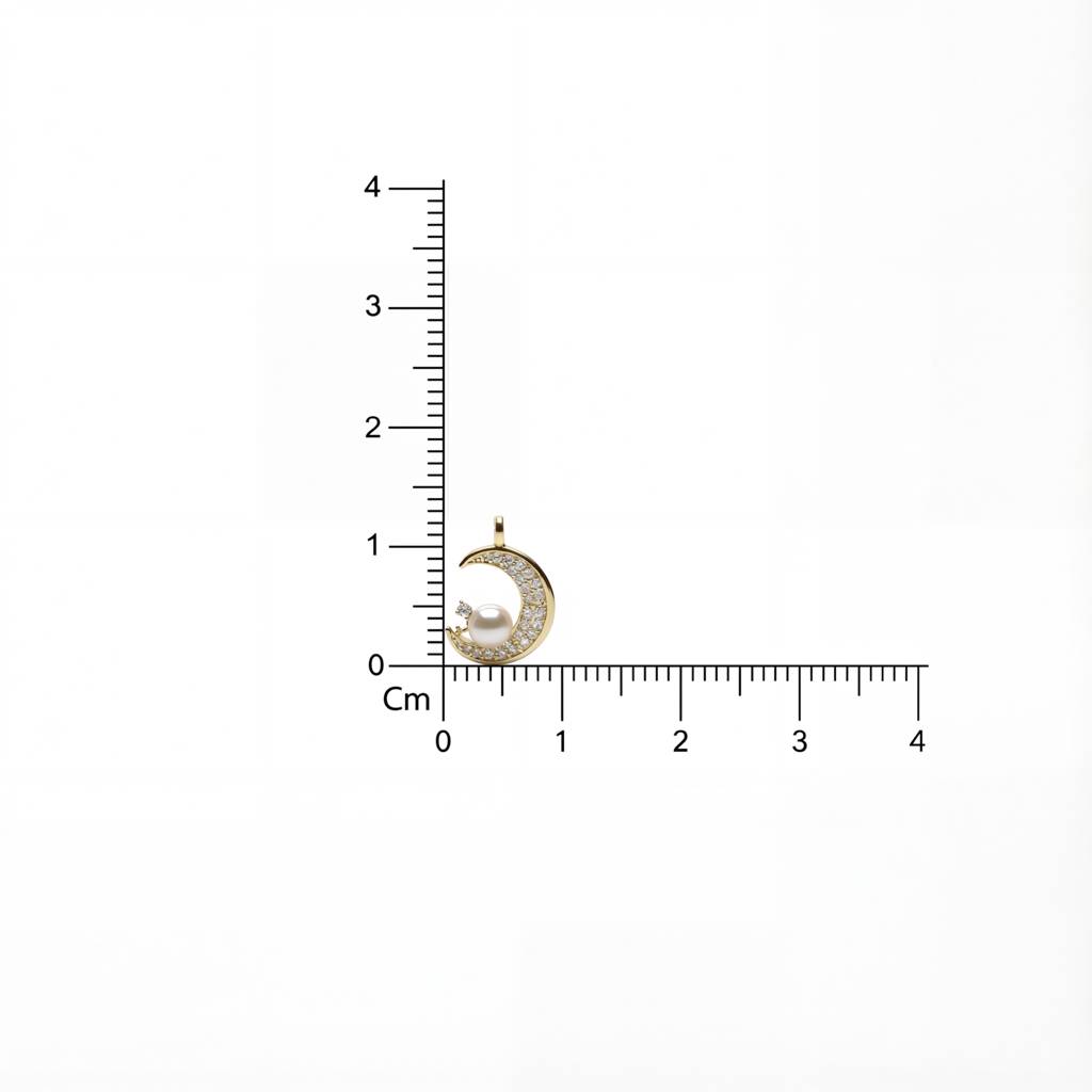 Korean Dreamer Crescent Moon & Pearl Necklace : YUFSNL215-YG