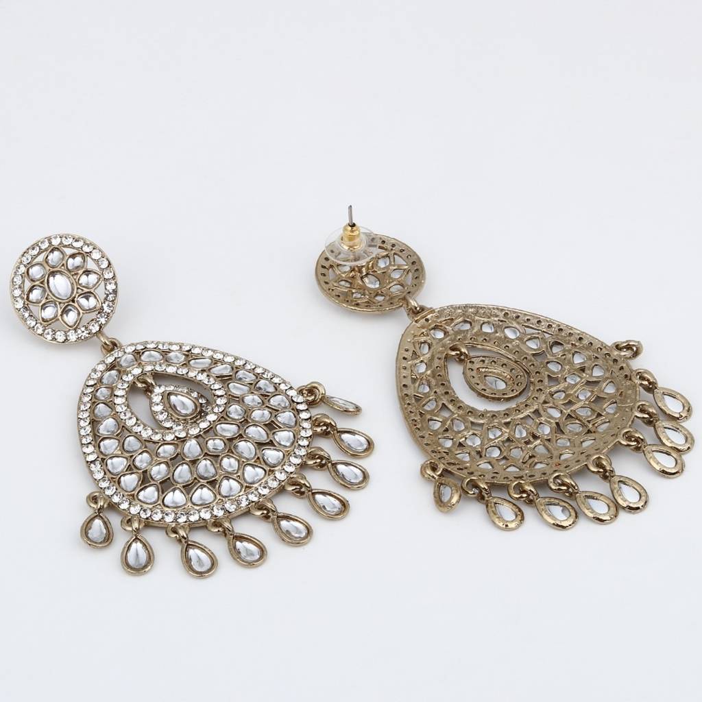 Gold Plated Kundan Chandbali Earring : S24KCER437GLD