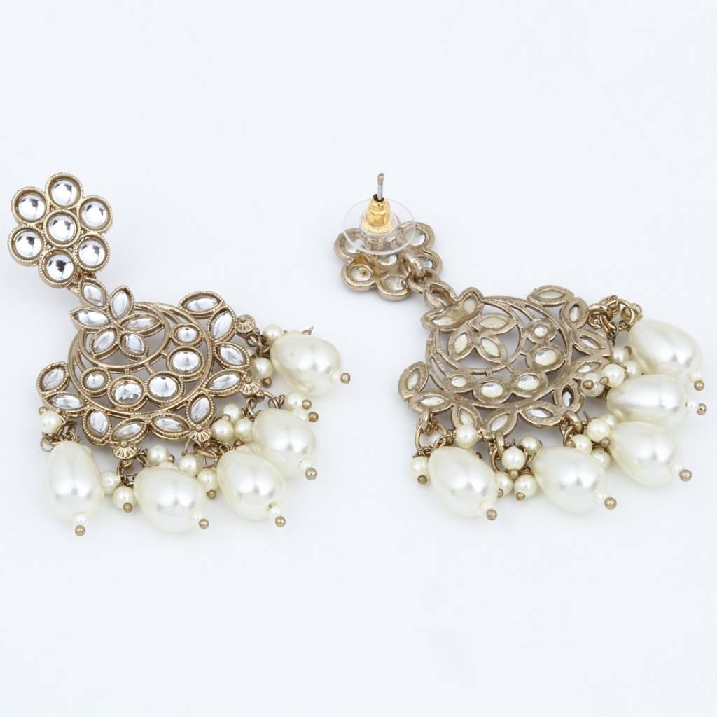 Contemporary Kundan Chandbali : S24KCER416GLD