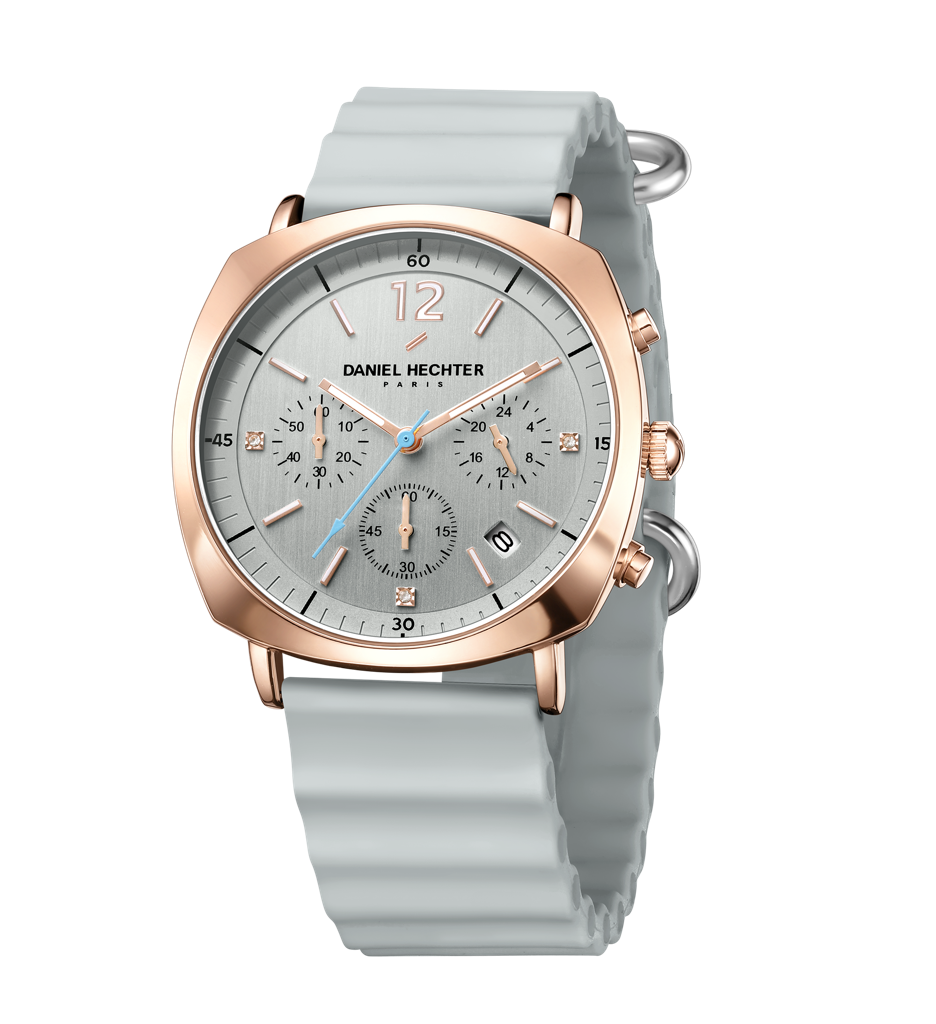 Daniel Hechter Paris Cluny Collection Multifunction Watch For Men With Round Dial, Date Display And Wavy Pattern  : DHM1019-05