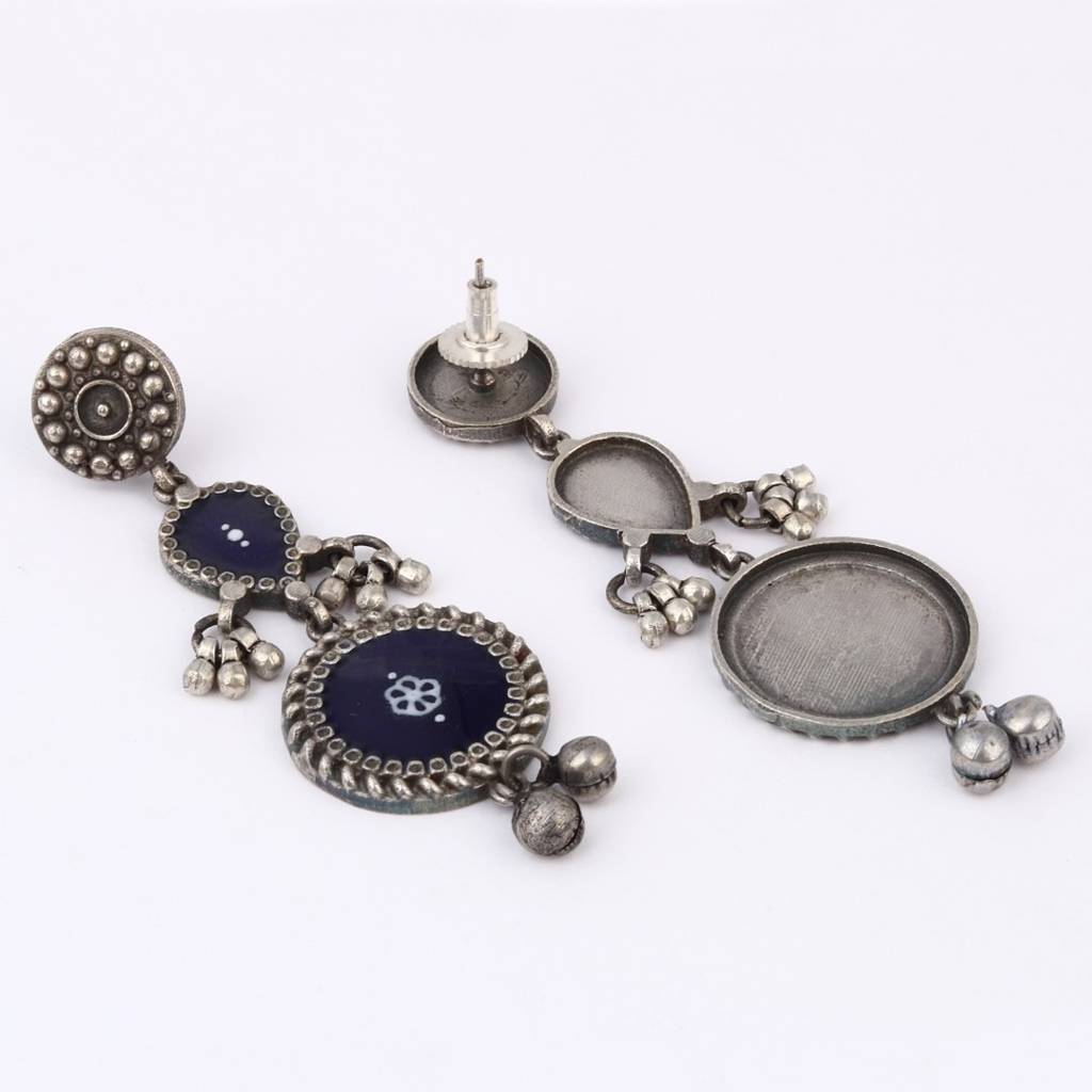 Hand-Painted Circular Drop Earrings : S24DJER320BLU