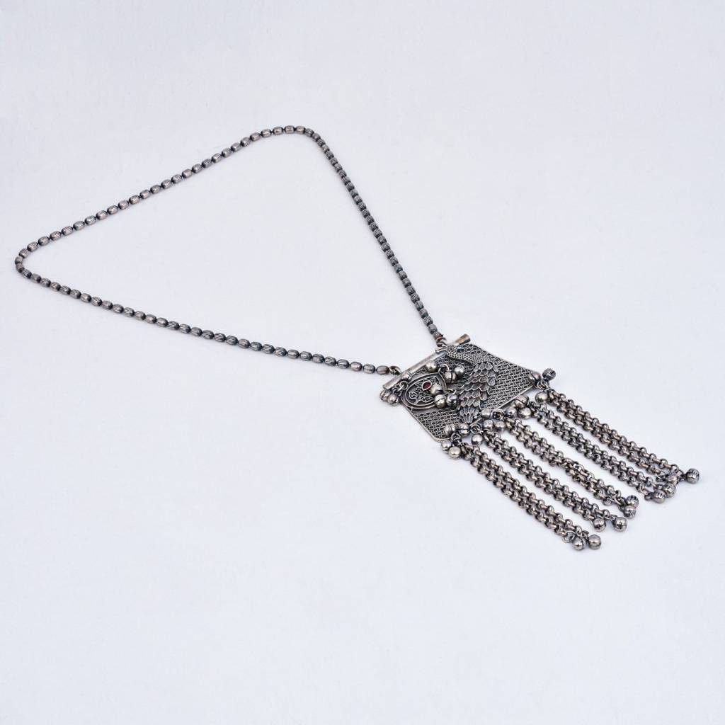 Anvik Oxidized Tribal Tassel Pendant Necklace · Eternz