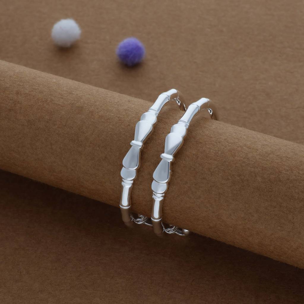 Iyal Bamboo Grace Silver Kid Bangles (0-6 Yrs) | 925 Hallmark | Adjustable | Everyday Wear : KB-CC-RH-A-308-P