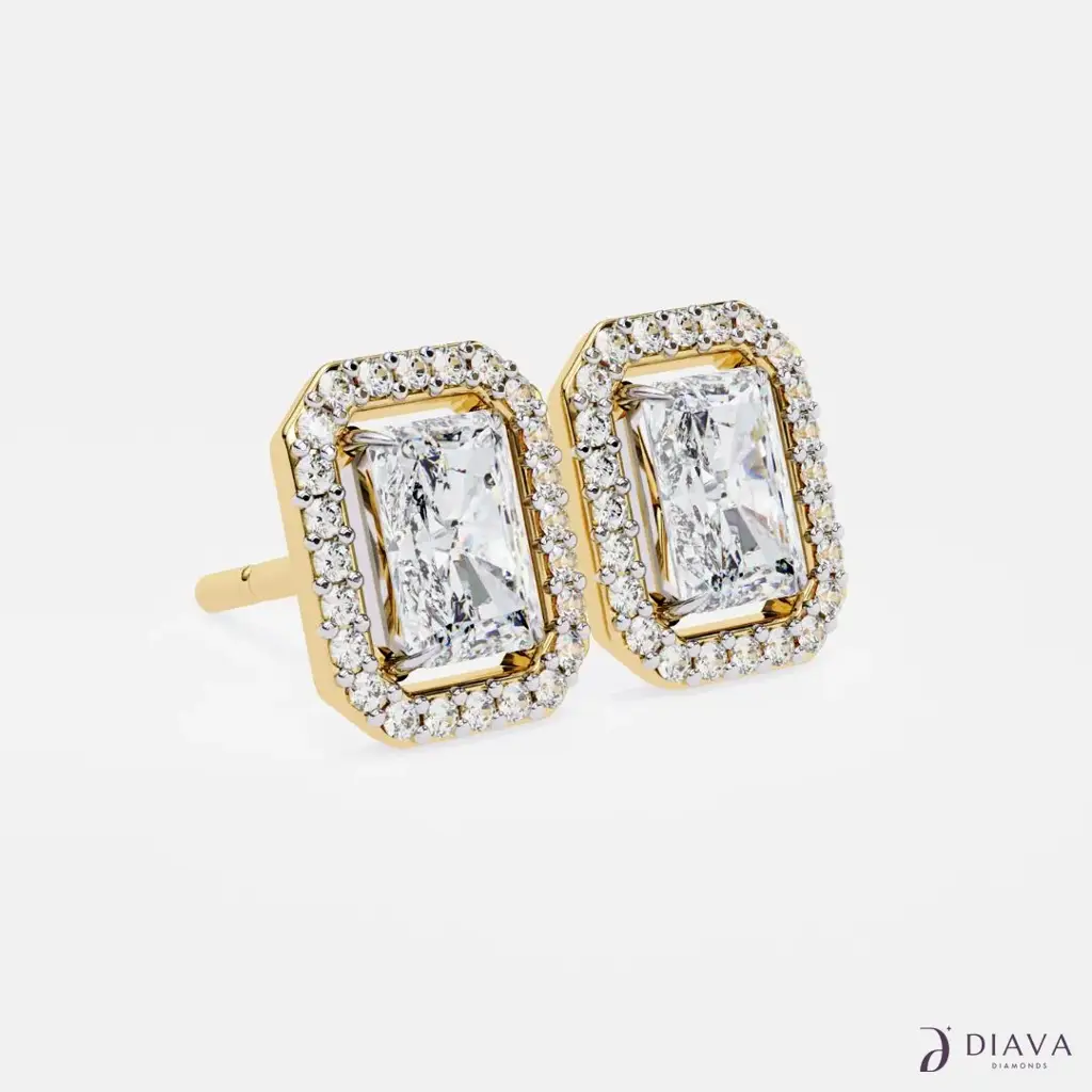 Emerald Halo Studs : EmeraldHaloStuds