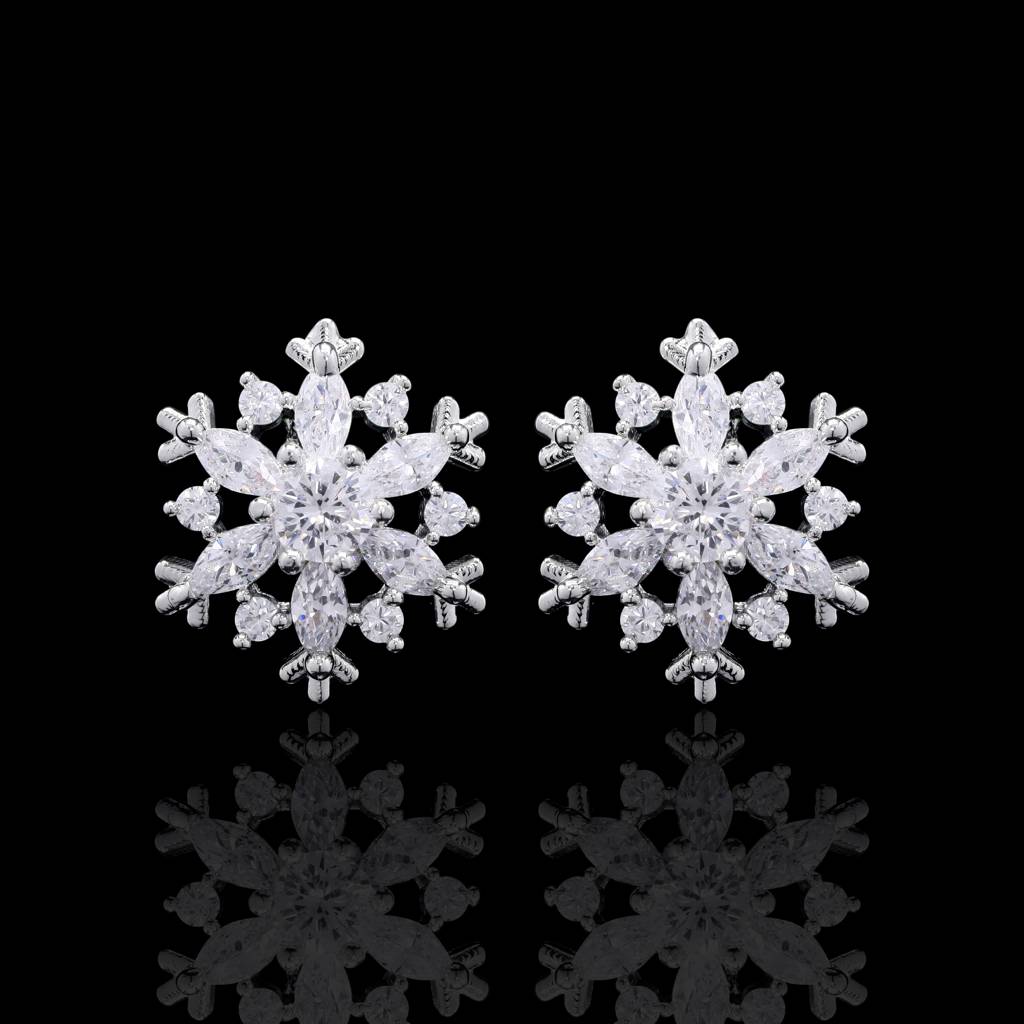Snowflakes Silver Studs : BB-ER-016