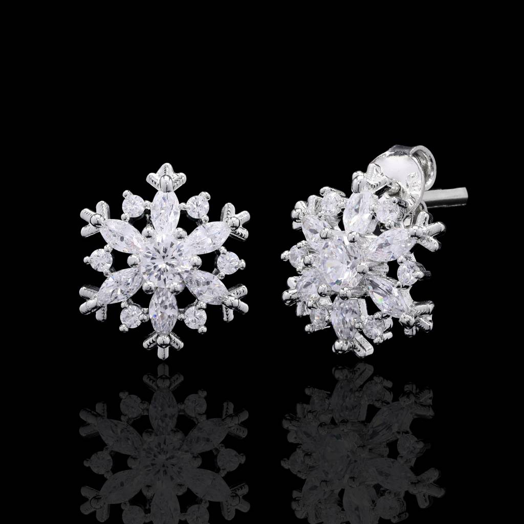 Snowflakes Silver Studs : BB-ER-016