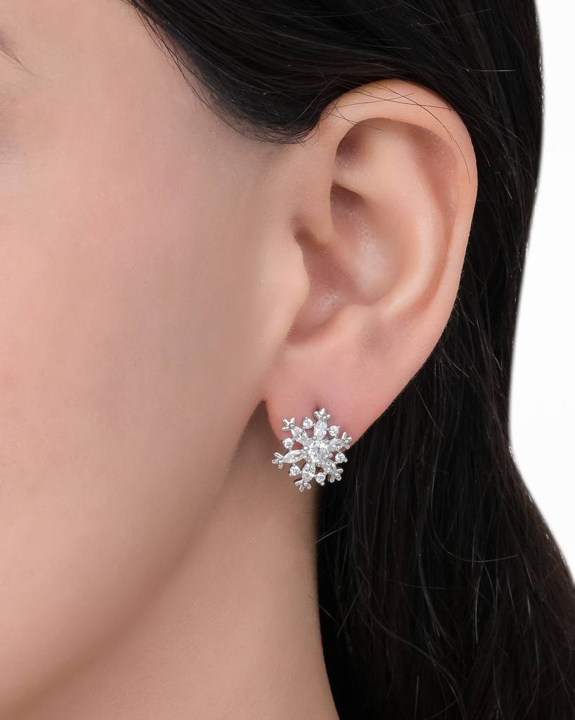 Snowflakes Silver Studs : BB-ER-016
