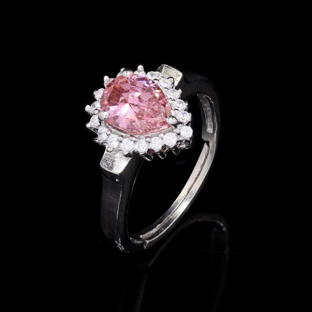 Pink Pear Silver Promise Ring : BB-RG-035