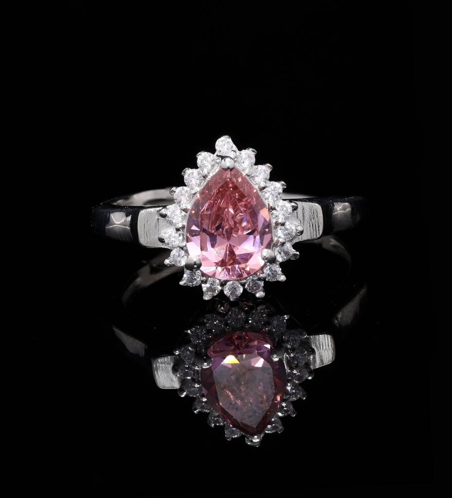 Pink Pear Silver Promise Ring : BB-RG-035