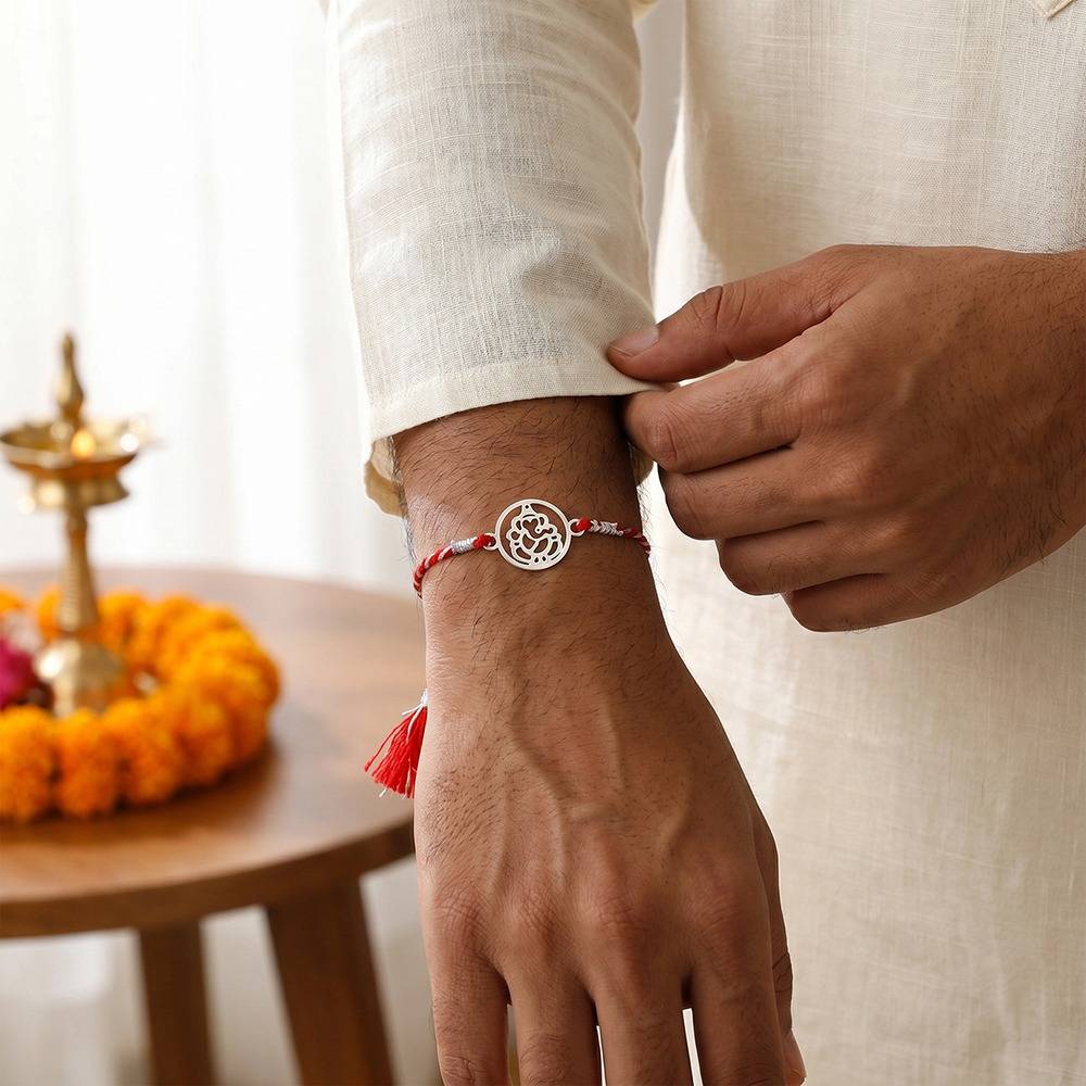925 Silver Infinite Ganapati Rakhi Combo (Set Of 3)| Raksha Bandhan Rakhi Combo | Gift For Men & Boys | With : BB093BB095BB094